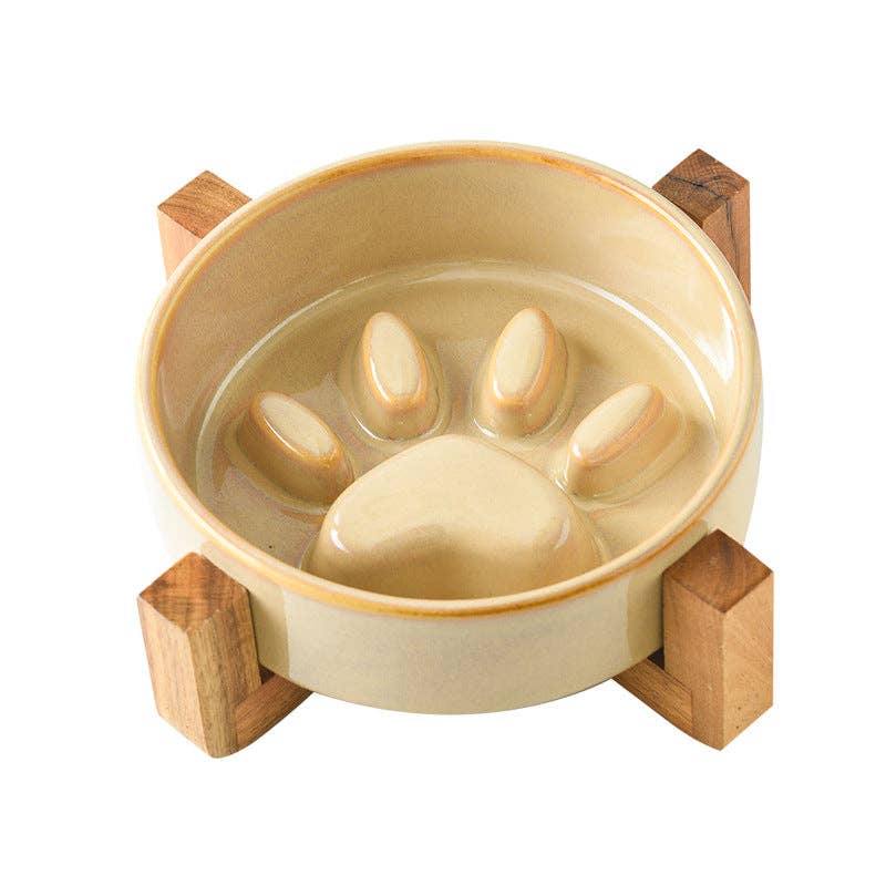Close-up of the raised inner pattern in the ceramic slow feeder bowl