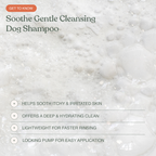 Soothe Gentle Dog Shampoo benefits - soothes itchy skin, deep hydrating clean, easy pump application