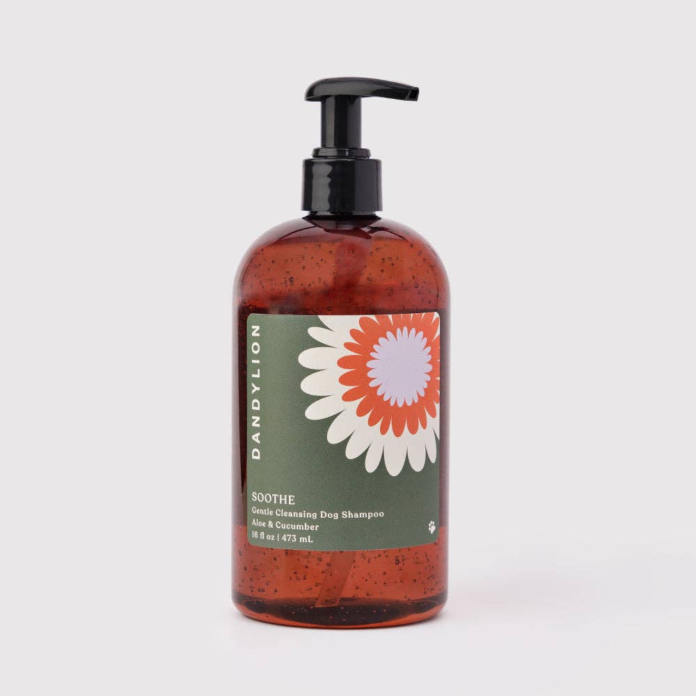 Dandylion Soothe Gentle Dog Shampoo bottle, aloe and cucumber, 16 fl oz