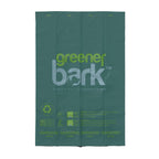 Greener Bark compostable dog poop bag showing certification badges and print